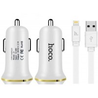 Hoco Two-Port Car Charger Set With iPhone Cable